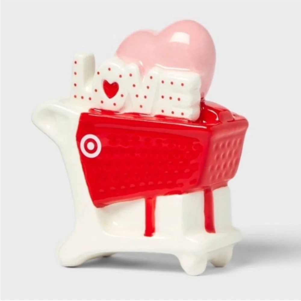 Target Spritz Valentine’s Day Target Red Shopping Cart Ceramic Decoration NWT